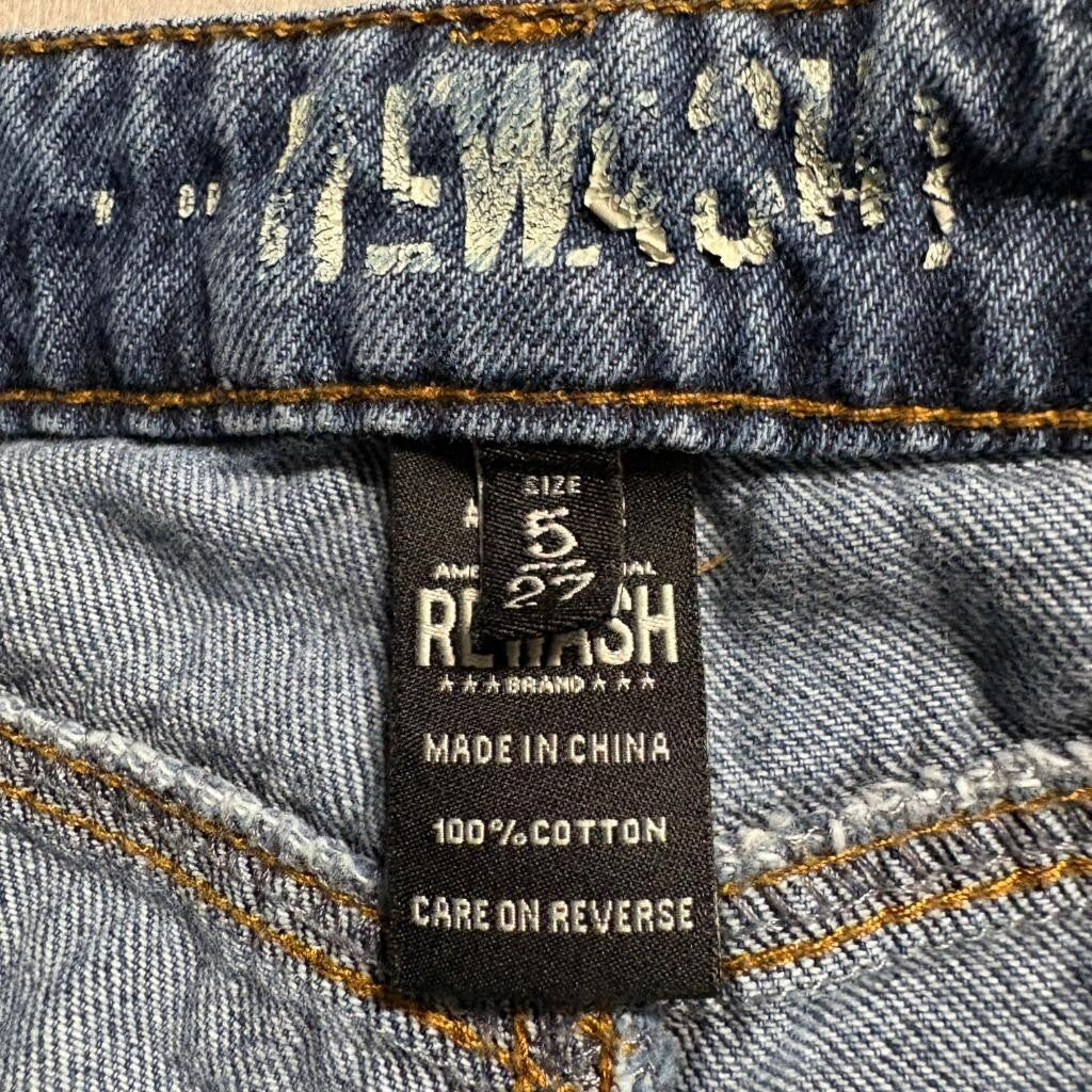 Rewash Side Stripe Wide Leg Jeans Womens Size 5 Blue Denim Distressed 100%