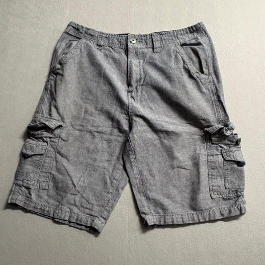 Vintage Genes 1891 Cargo Shorts Mens 36 Gray Cotton Chambray Original Stacked