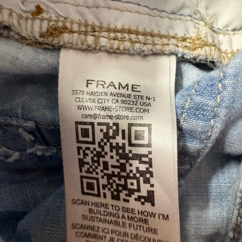 FRAME Le Baggy Palazzo Jeans Womens 25 Aries Light Wash Cotton Linen Wide Leg