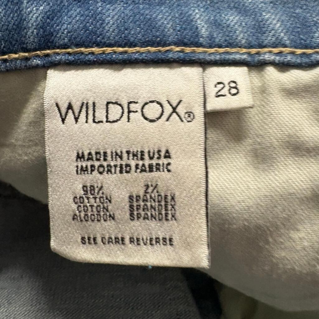 Wildfox Flare Jeans Womens 28 Blue Denim Distressed Bell Bottom Stretch NWT