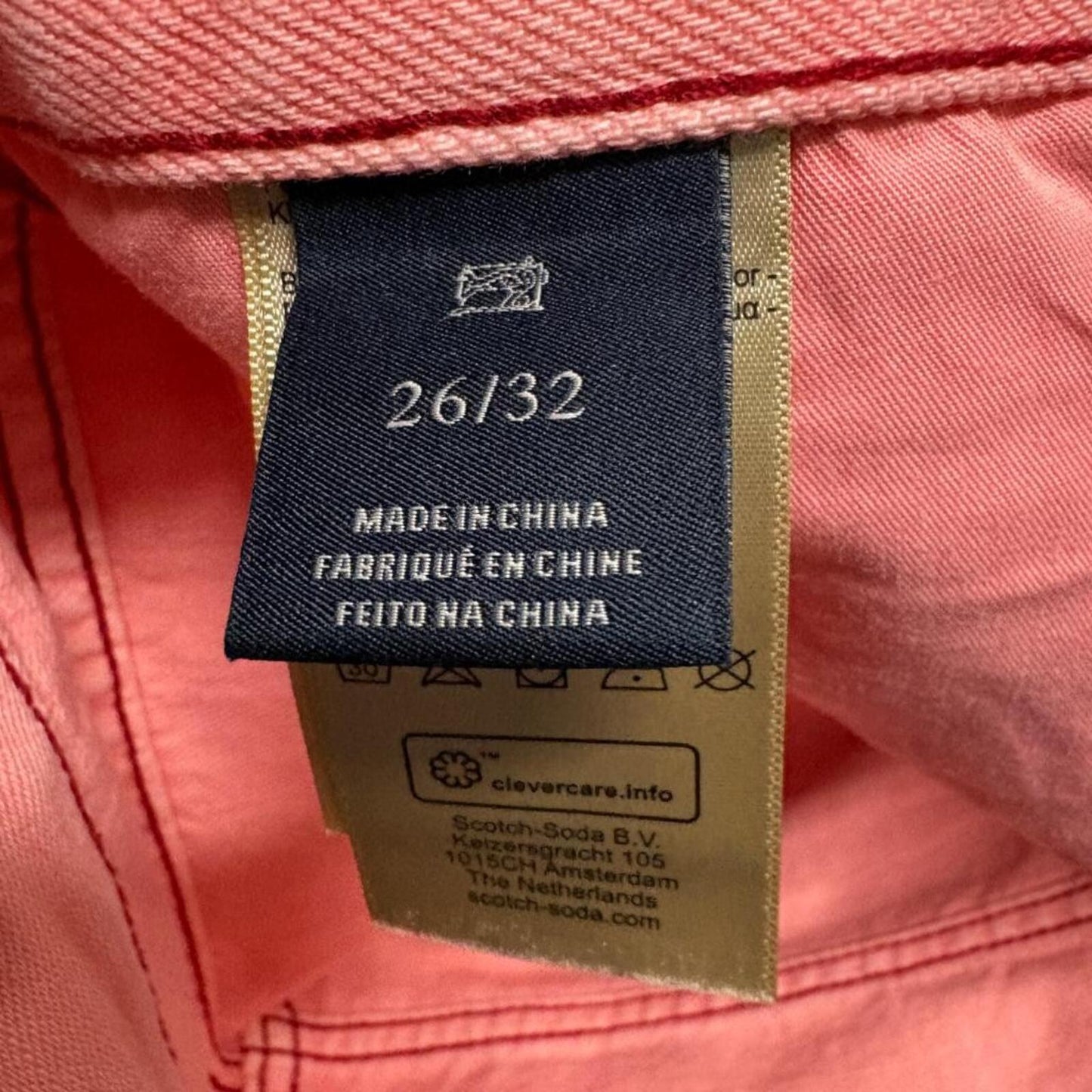 Scotch & Soda Amsterdams Blauw Pink Jeans Womens 26/32 Straight Leg Cotton Denim