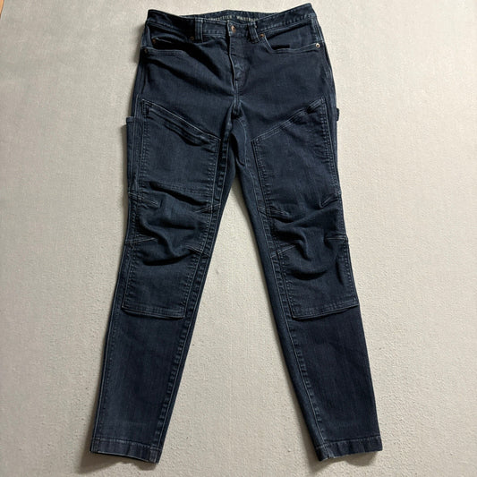 Duluth Trading Co Womens 10 Regular Curvesetter Waistband Dark Wash Utility