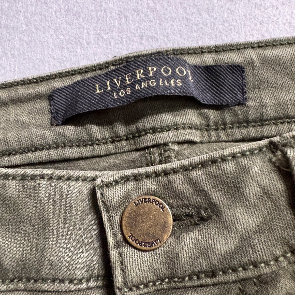 Liverpool Los Angeles The Hugger Skinny Jeans Womens 2/26 Olive Green Stretch
