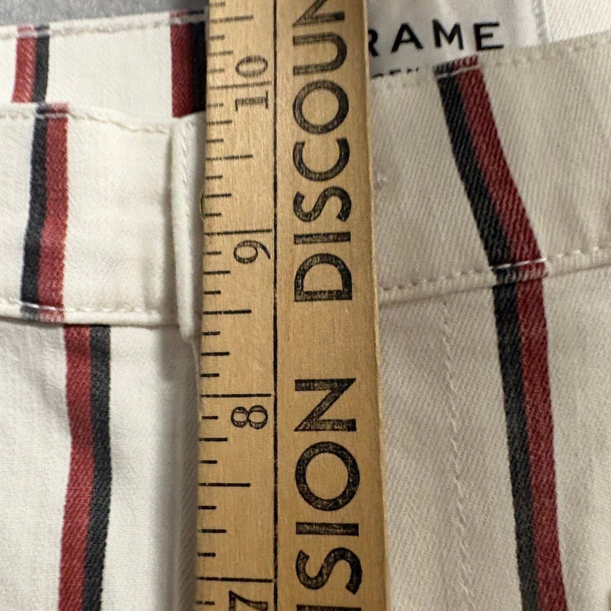 Frame Denim Le Bardot Straight Jeans Womens 27 White Red Black Classic Stripe