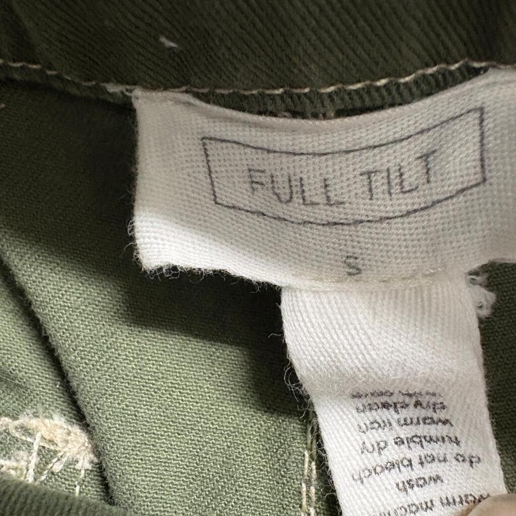 Full Tilt Cargo Pants Womens Small Green Cotton Wide Leg Utility Pockets