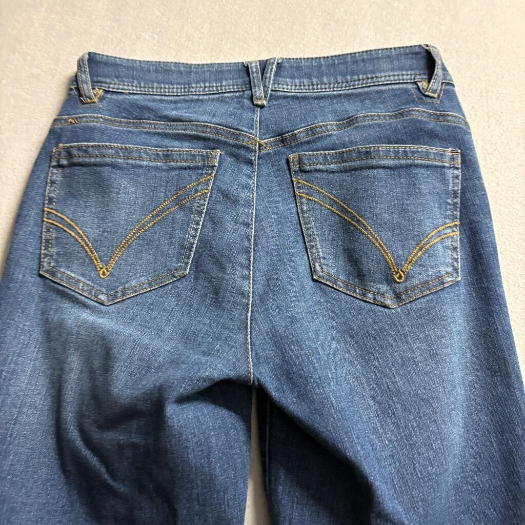 Democracy Ab Technology Crop Straight Jeans Womens Size 2 Blue Denim Fray Hem