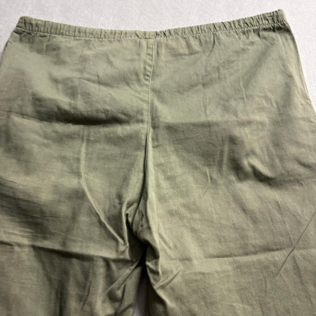 Jonathan Logan Pants Womens Medium Green Cotton Cropped Capri Drawstring Casual