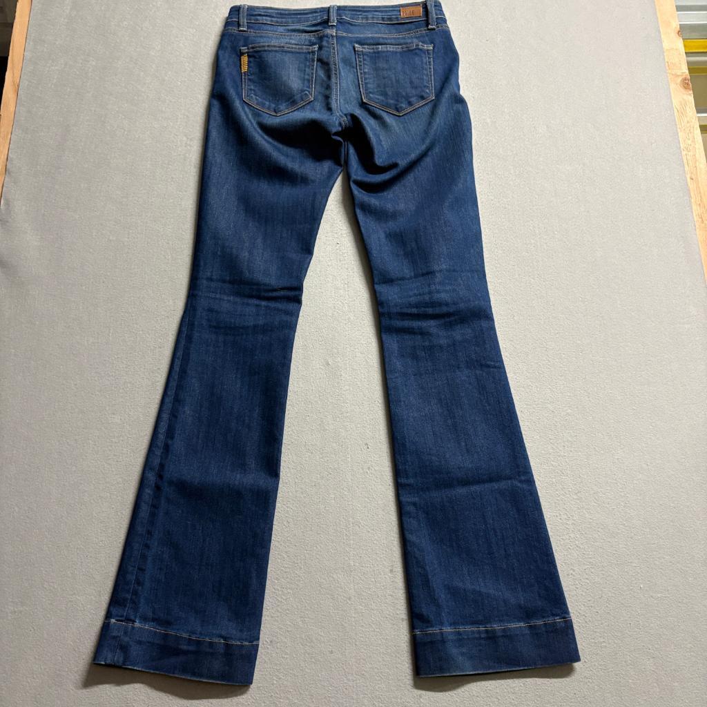Paige Penny Flare Jeans Womens 27 Blue Denim Stretch Made in USA
