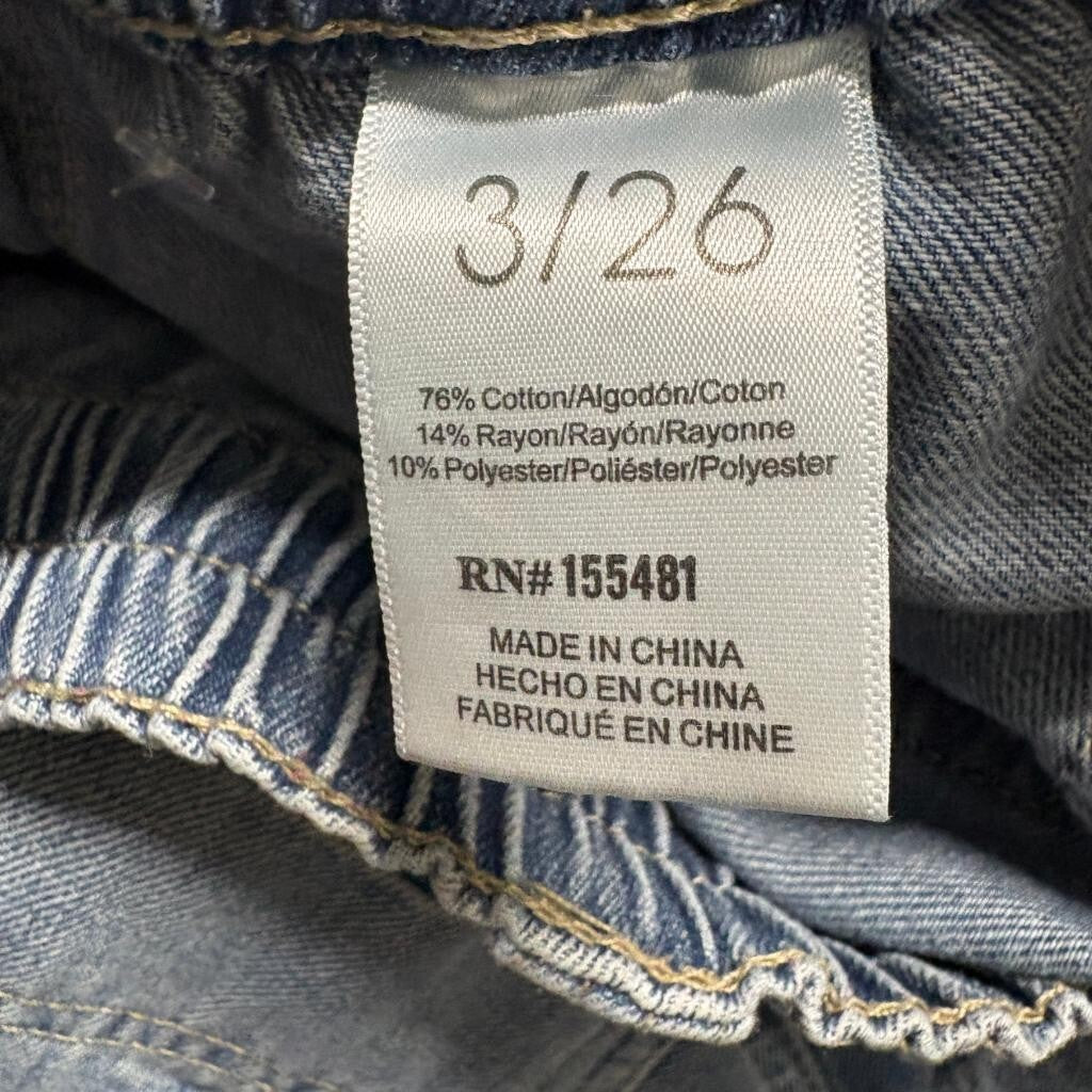 Simple Society Cargo Jeans Womens 3/26 Blue Denim Elastic Waist Utility Pants