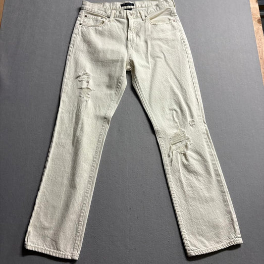 Aeropostale Straight Leg Jeans Mens 32x32 Off White Distressed Denim Pants