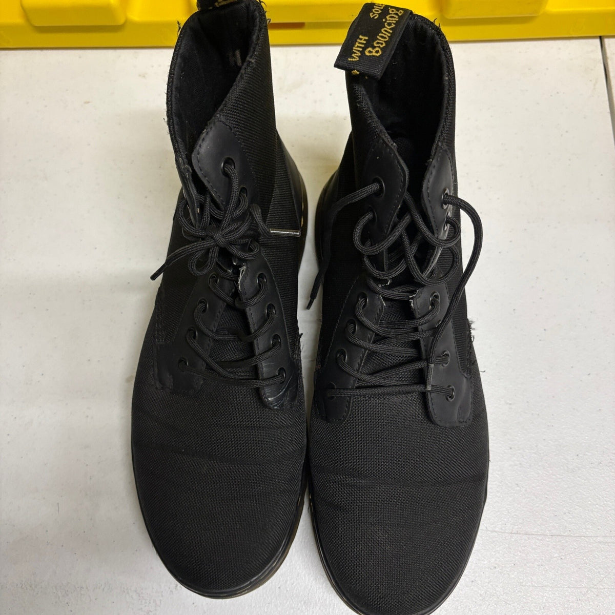 Dr Martens Combs Canvas Fold Down Combat Lace Up Boots Black Mens US 12 / UK 11