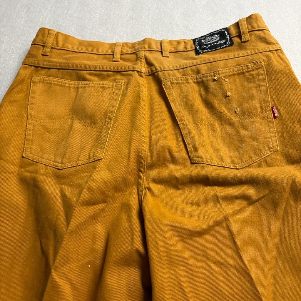 Roglins Street Legend Vintage Mens 38 Mustard Yellow Denim Jeans Pleated Taiwan