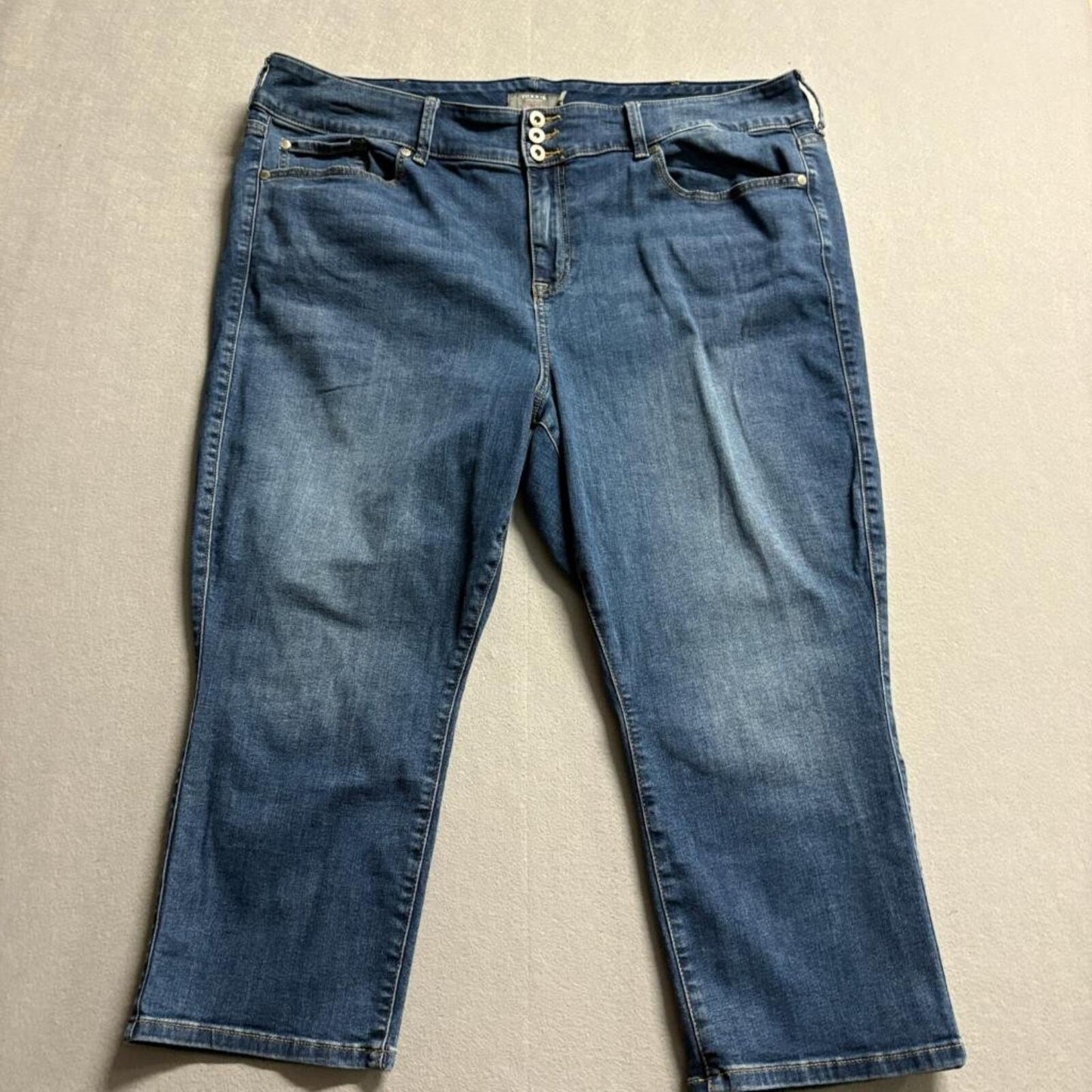 Torrid Crop Jegging Jeans Womens Plus Size 24 Blue Stretch Denim 3-Button Fly