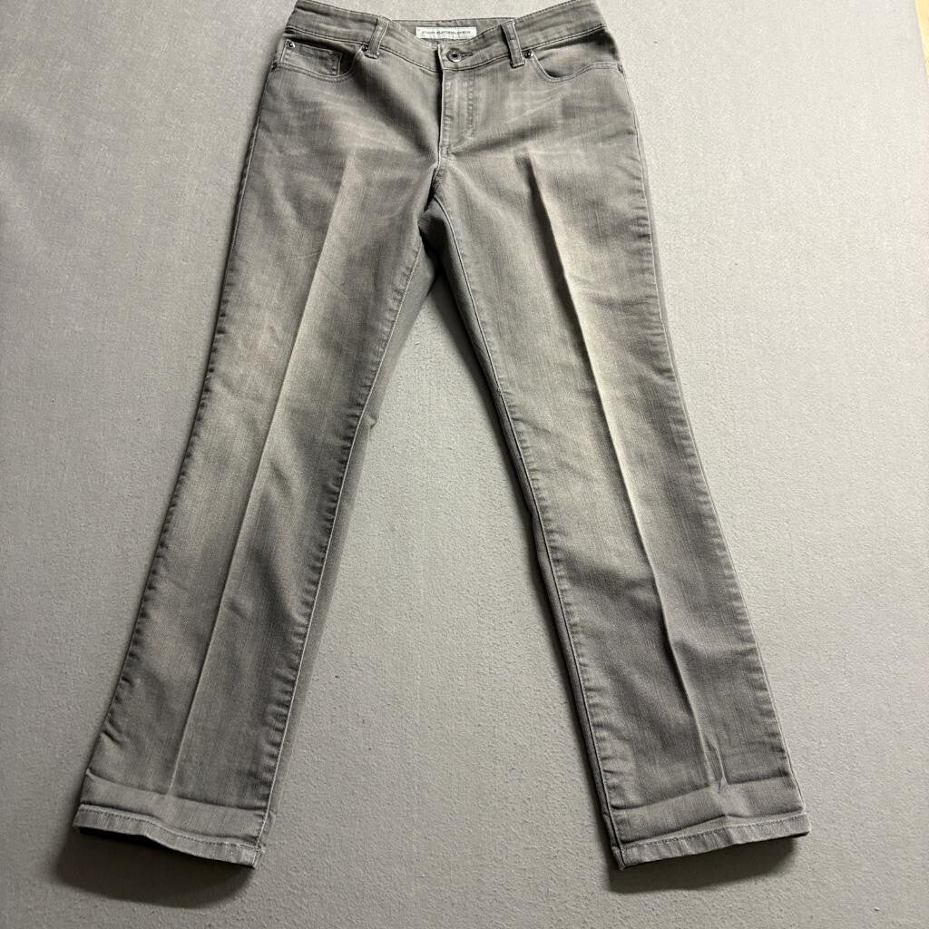 Chicos Platinum Denim Gray Straight Leg Jeans Womens Size 0.5 Medium Wash