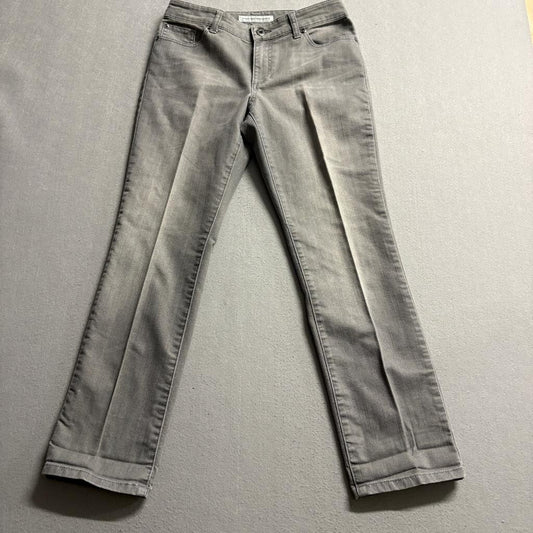 Chicos Platinum Denim Gray Straight Leg Jeans Womens Size 0.5 Medium Wash