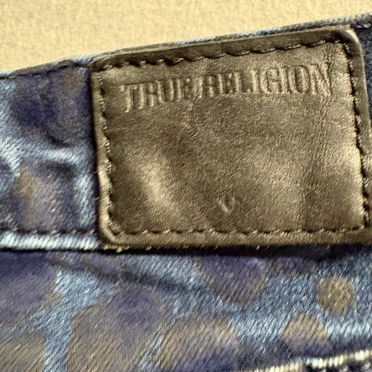 True Religion Halle Super Skinny Jeans Womens 27 Blue Leopard Print Mid Rise USA