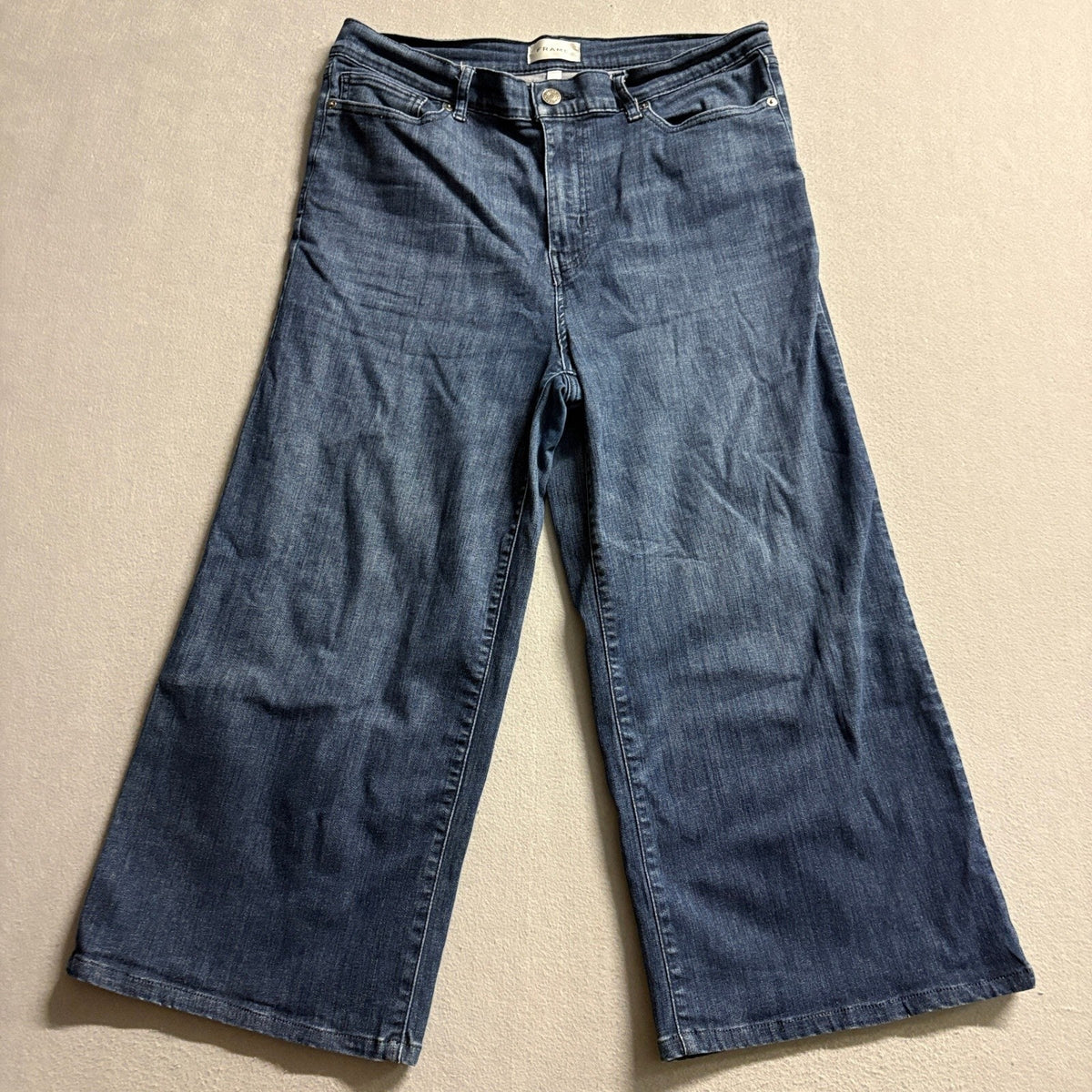 Frame Denim Womens 32 Wide Leg Crop Jeans Blue Stretch High Rise OPLSP291