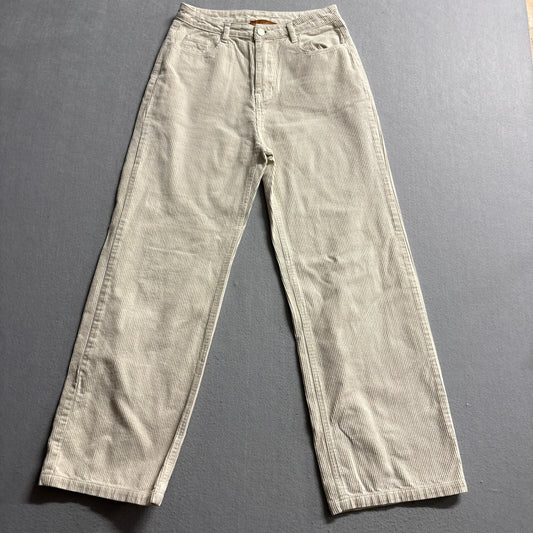 Beige Botany Corduroy Pants Womens Small Beige Cream Wide Leg High Rise Cotton