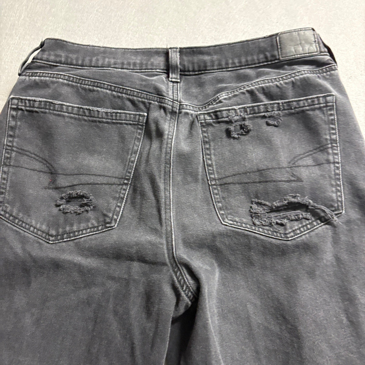 American Eagle Distressed Flare Jeans Womens 12 Long Black Comfort Stretch
