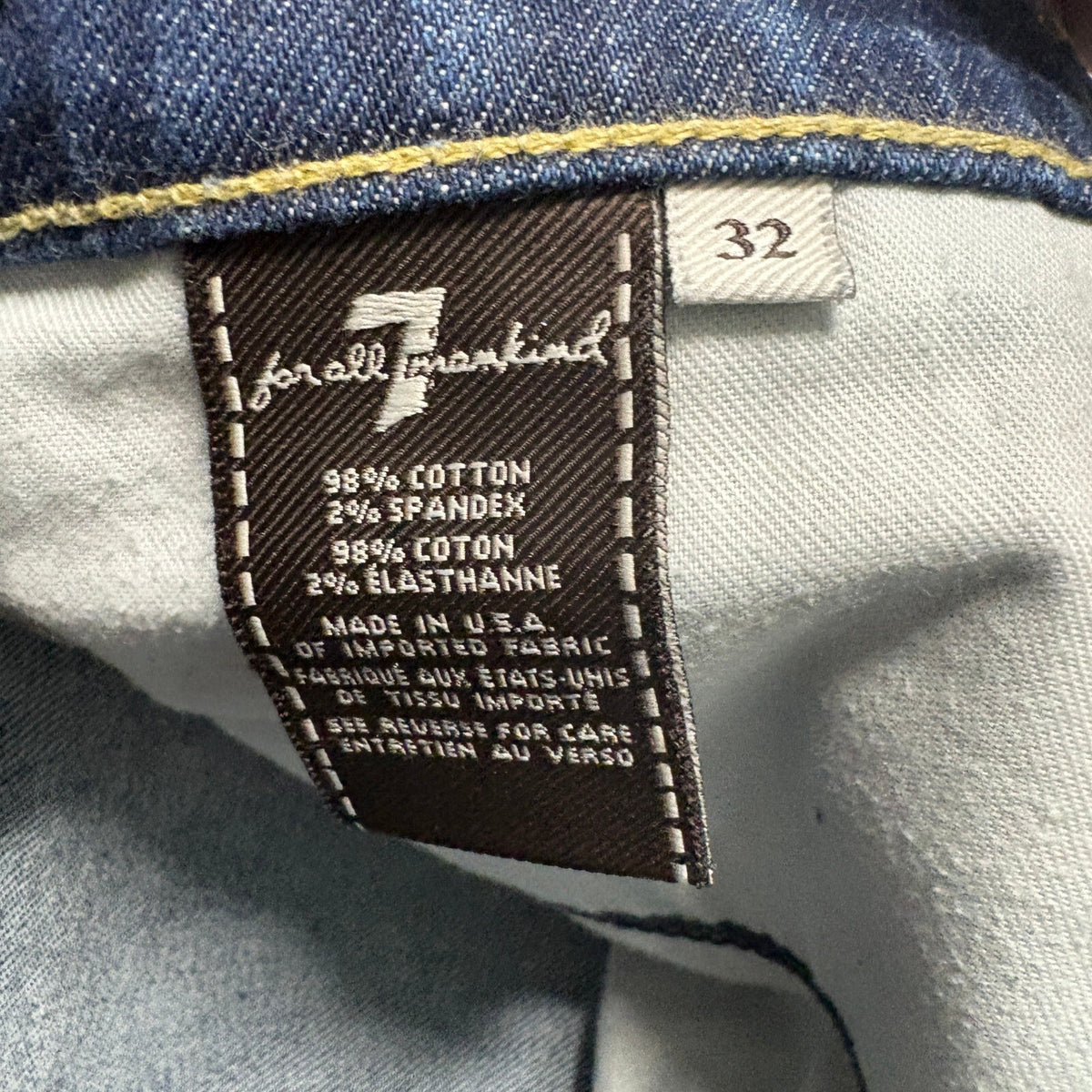 7 For All Mankind Paxtyn Skinny Jeans Mens Size 32x30 Dark Wash Blue Stretch USA