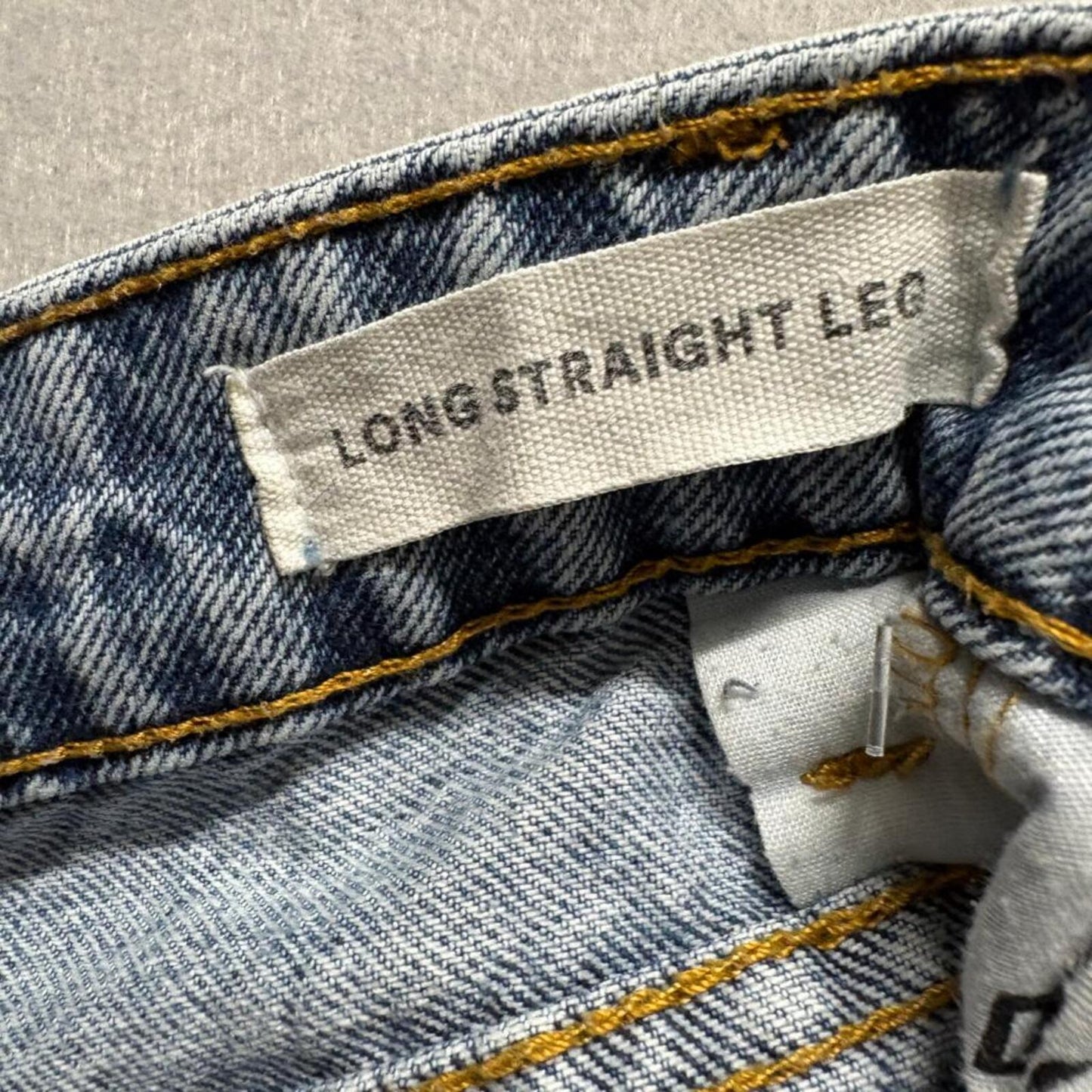 Cotton On Long Straight Leg Jeans Womens US 4 Blue Acid Wash Distressed Ripped