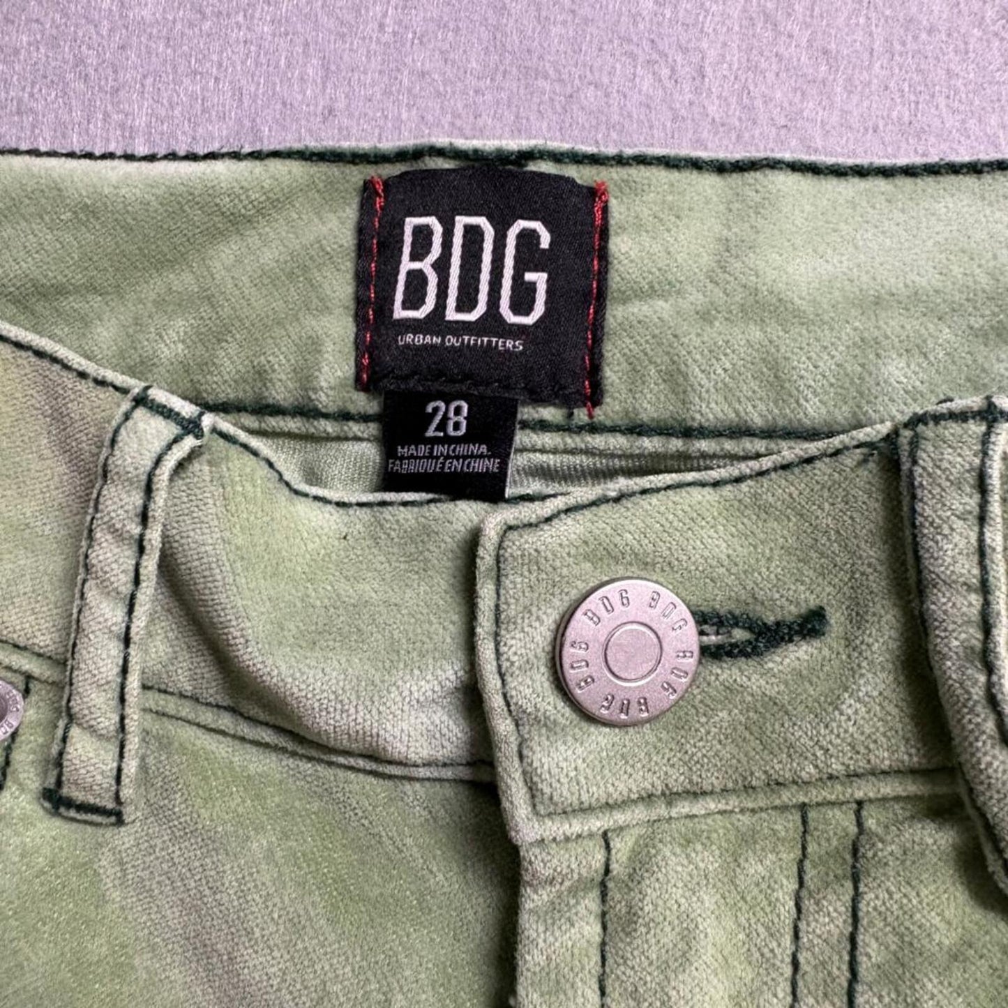 BDG Urban Outfitters Corduroy Pants Womens 28 Green High Rise Wide Leg Cropped