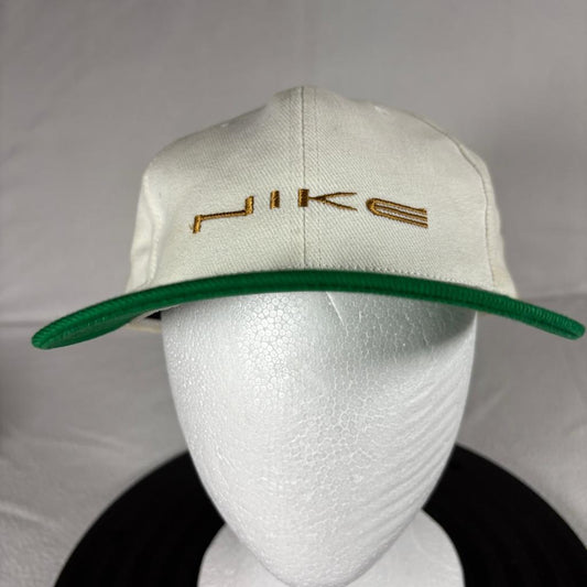 Nike Vintage Snapback Hat White Green Gold Embroidered Swoosh Cap