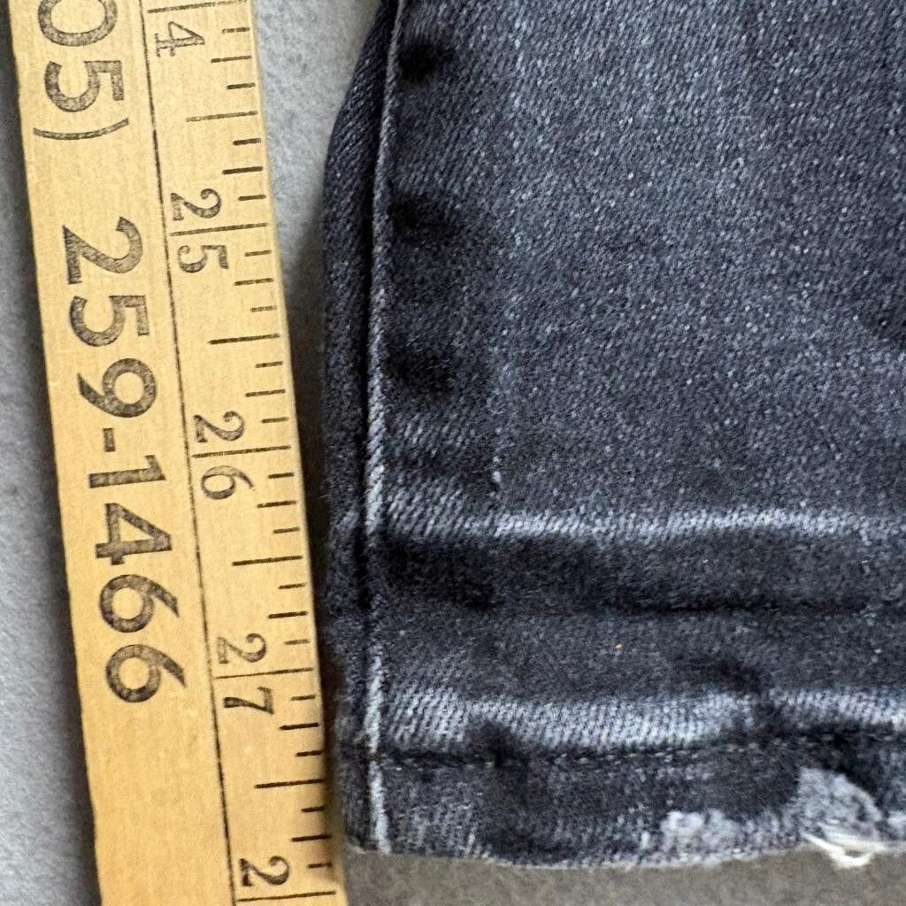 Madewell Cruiser Straight Jeans Womens 31 Black Denim Distressed Hem Stretch