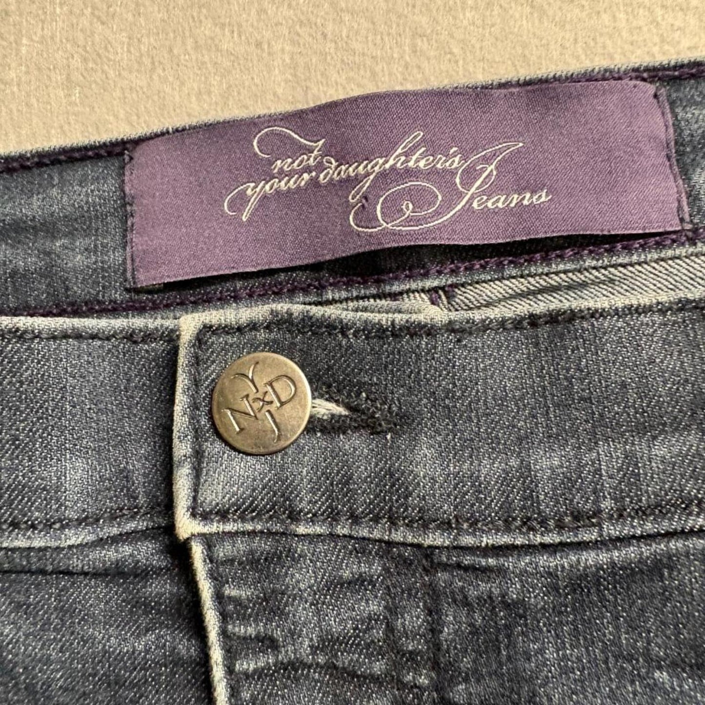 NYDJ Not Your Daughters Jeans Womens 10 Blue Straight Leg Rhinestone Pockets USA