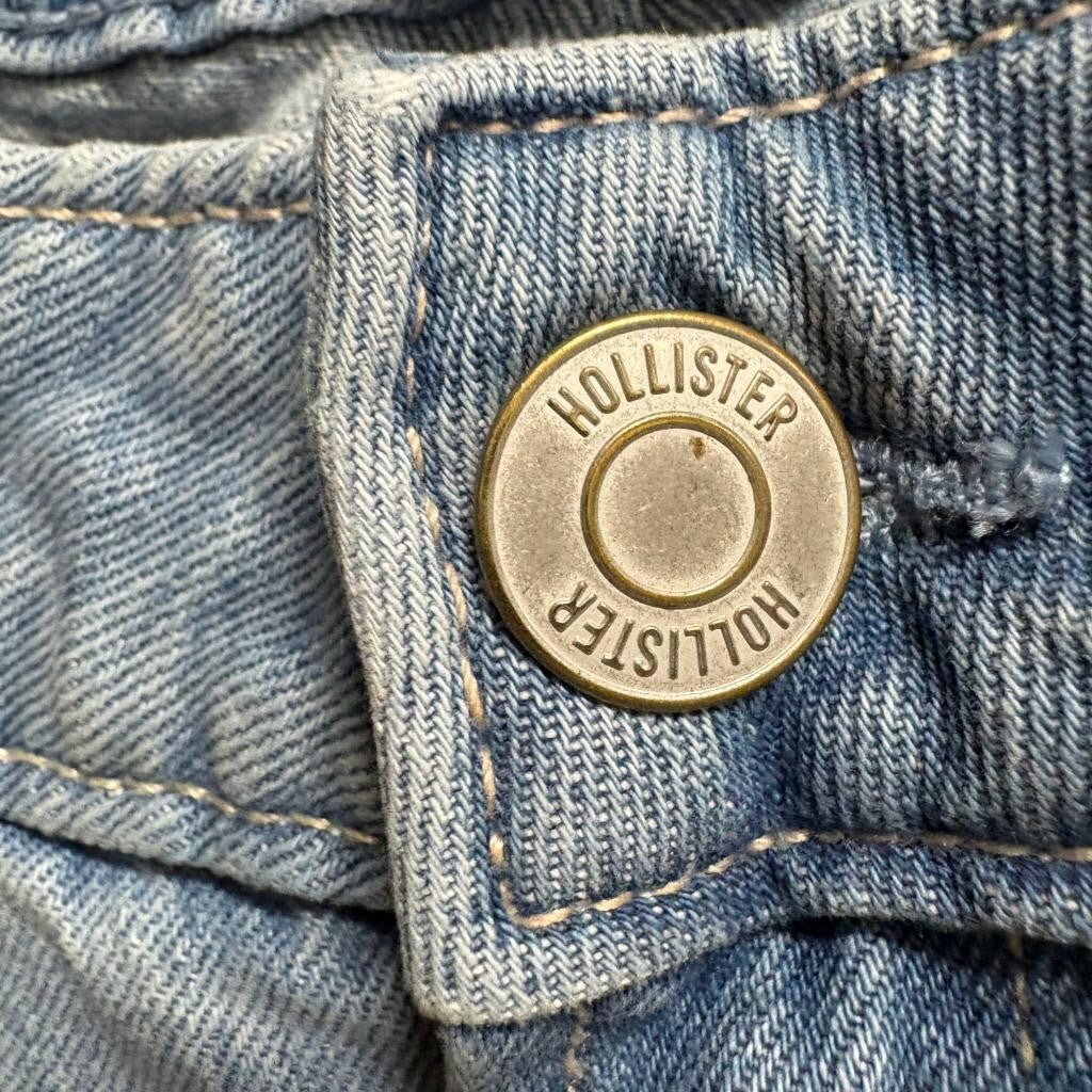 Hollister Low-Rise Baggy Jeans Womens 00R W24 Light Wash Blue Denim Y2K Style