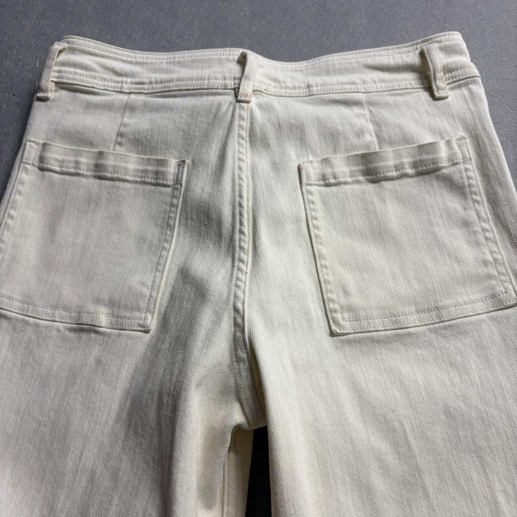 ee:some Los Angeles Wide Leg Jeans Womens Small Off White Raw Hem Stretch Denim
