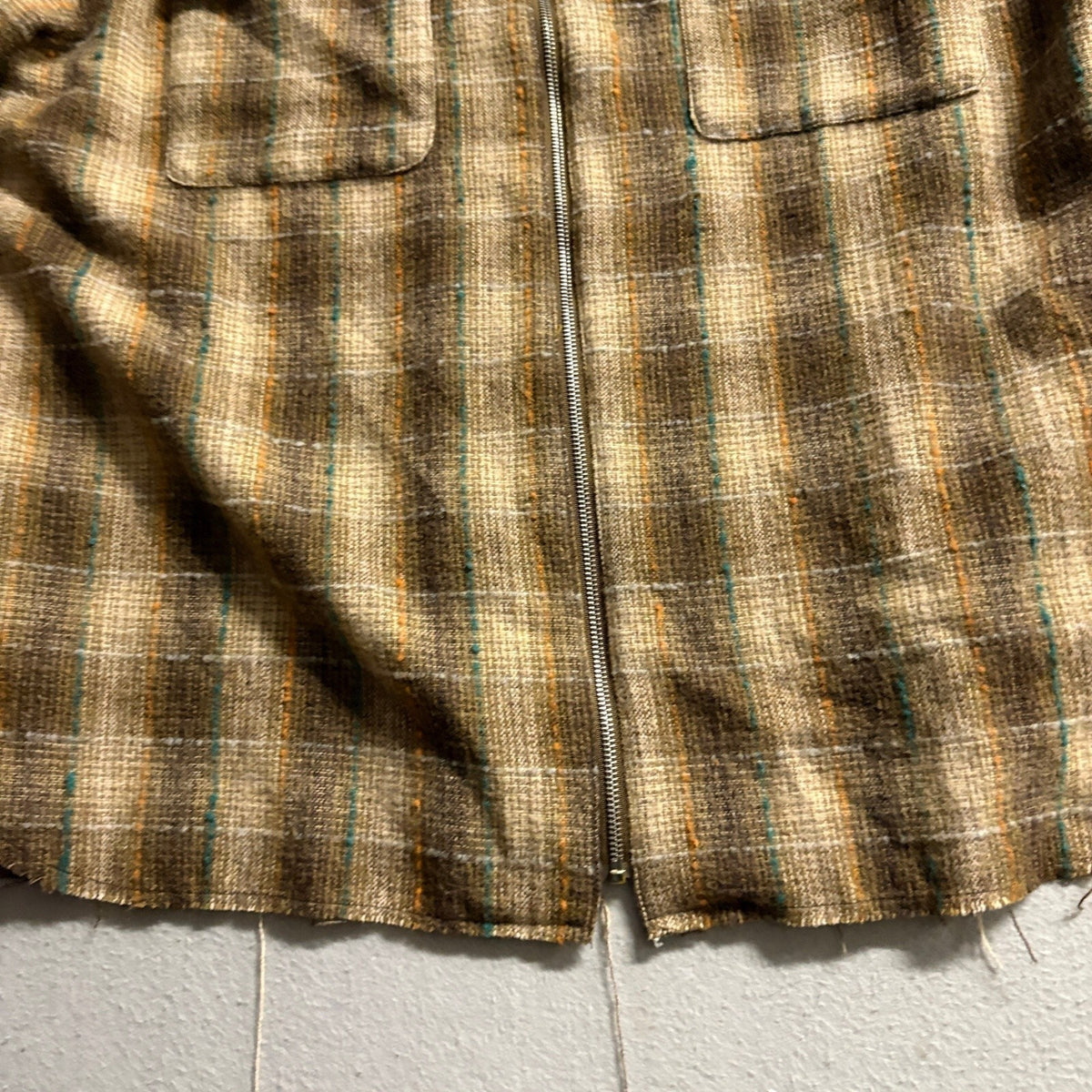NovaMen Plaid Zip Up Shirt Jacket Mens XXL Brown Raw Hem Shacket