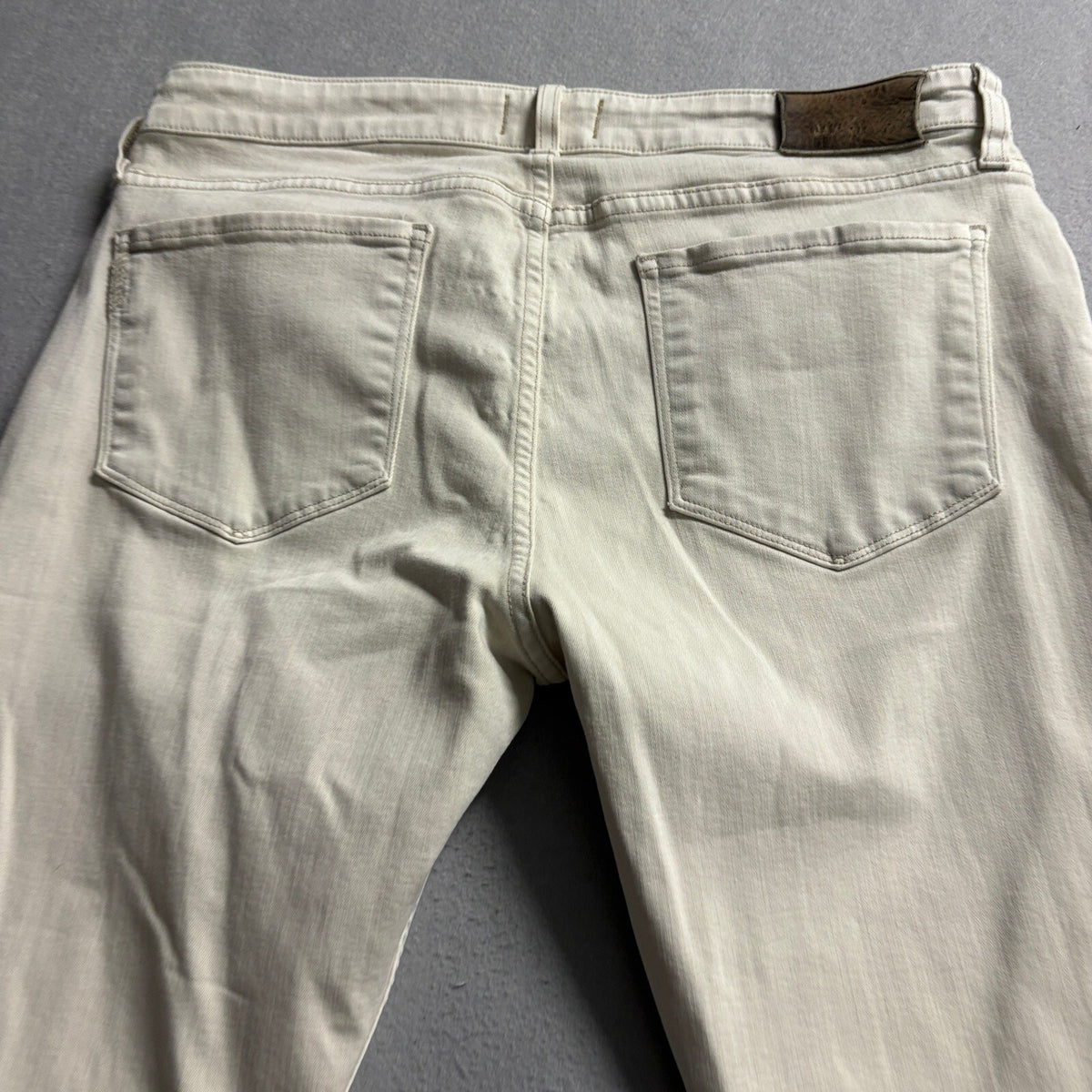Paige Federal Slim Straight Jeans Mens 33 Beige Tan Stretch Denim Made in USA