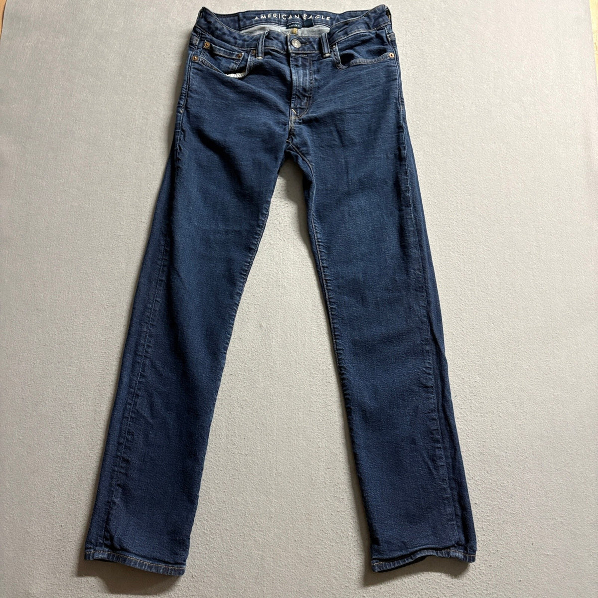 American Eagle Airflex+ Slim Straight Jeans Mens 31x32 Dark Wash Stretch Denim