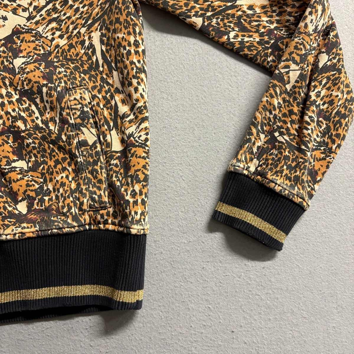 Puma Track Jacket Womens Small Leopard Print Gold Lurex Metallic Trim Full Zip