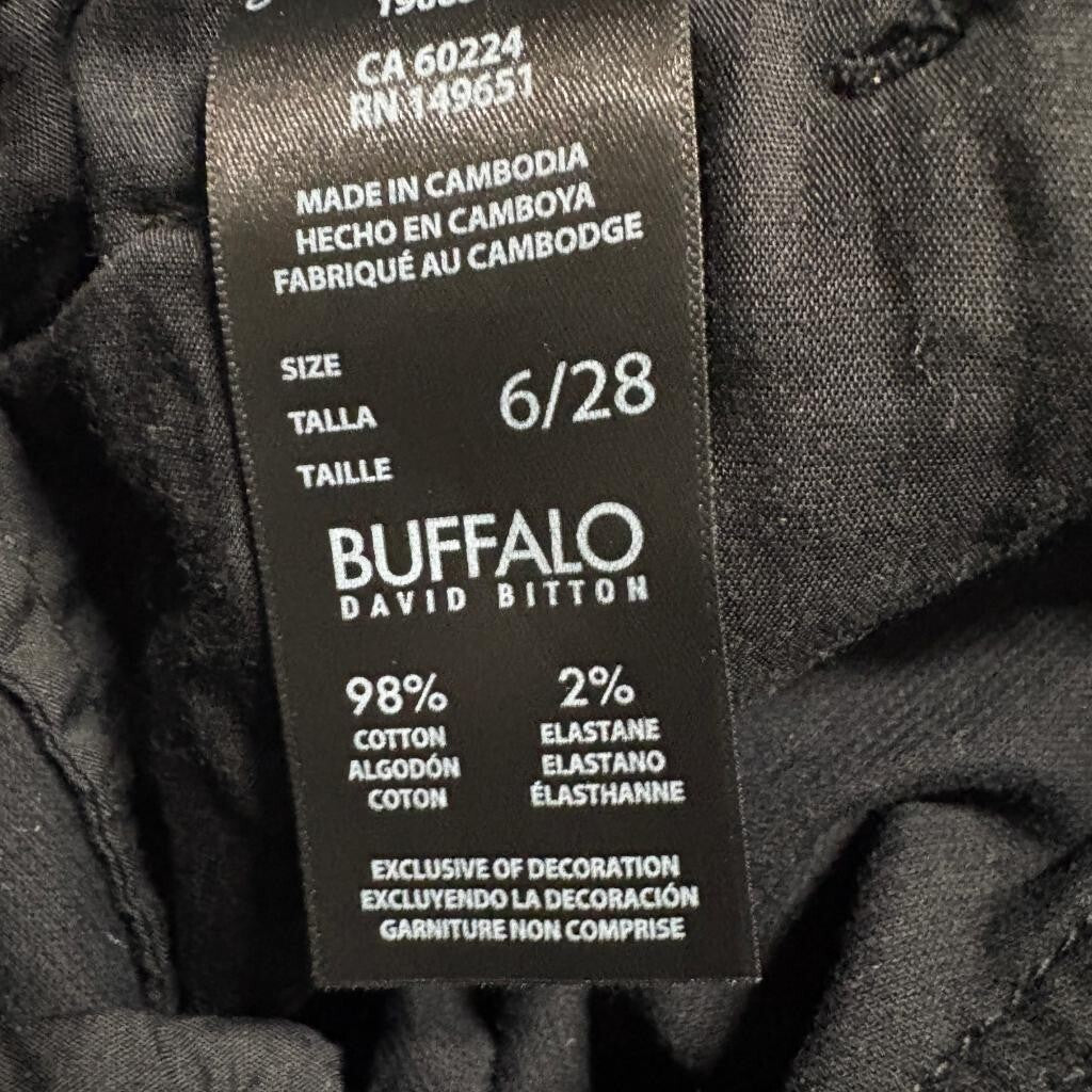 Buffalo David Bitton Nyla Corduroy Pants Womens 6/28 Black Straight Leg Stretch