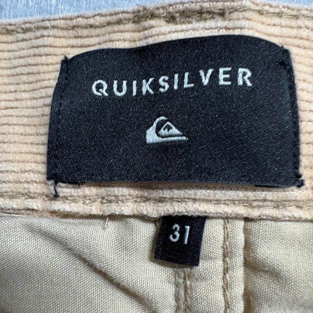 Quiksilver Corduroy Pants Mens 31 Tan Beige Straight Tapered Fit Stretch
