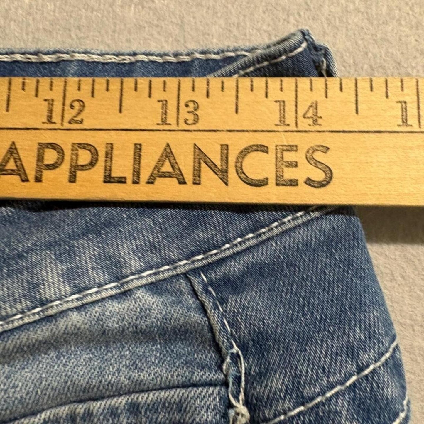 SHEIN Womens Flare Jeans Size US 6 Blue Denim Raw Hem High Rise Stretch