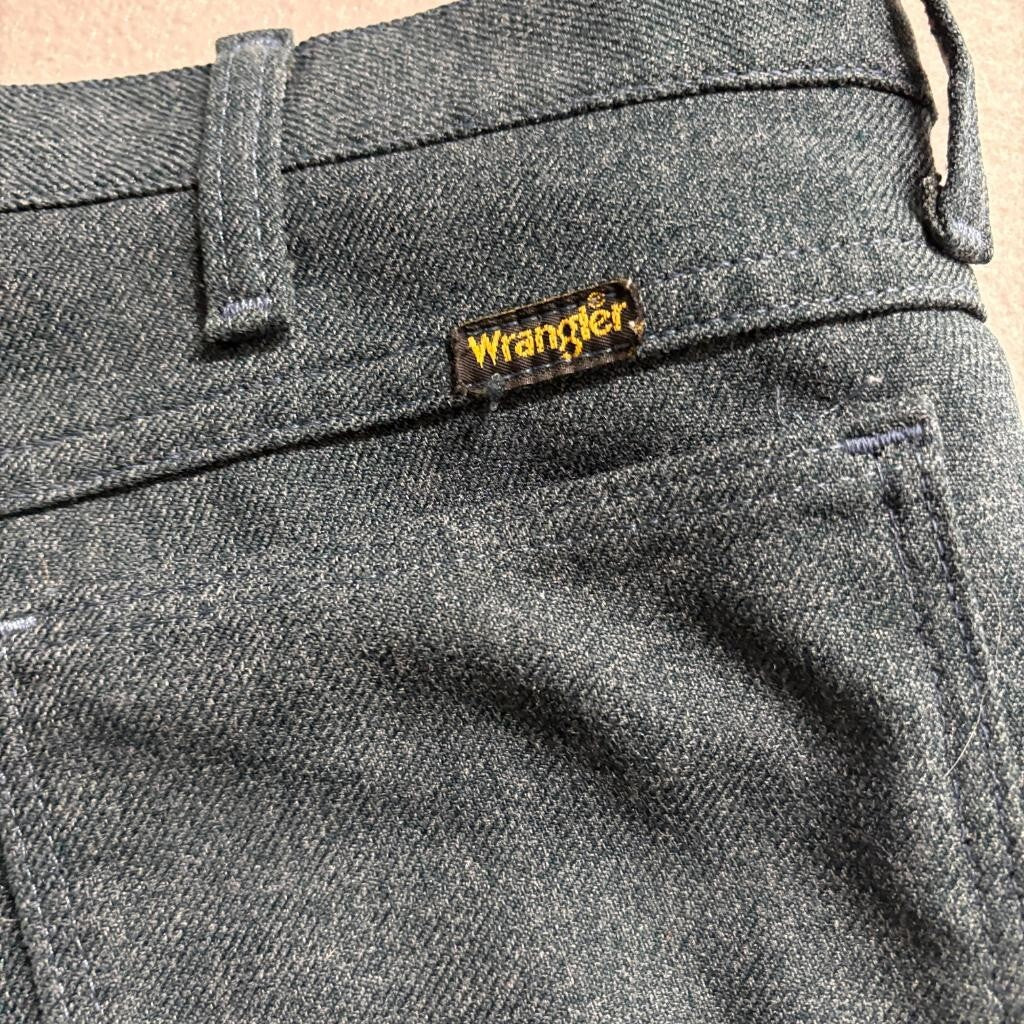 Vintage Wrangler Wrancher Flare Jeans Mens 33x28 Green Polyester Dress Pants