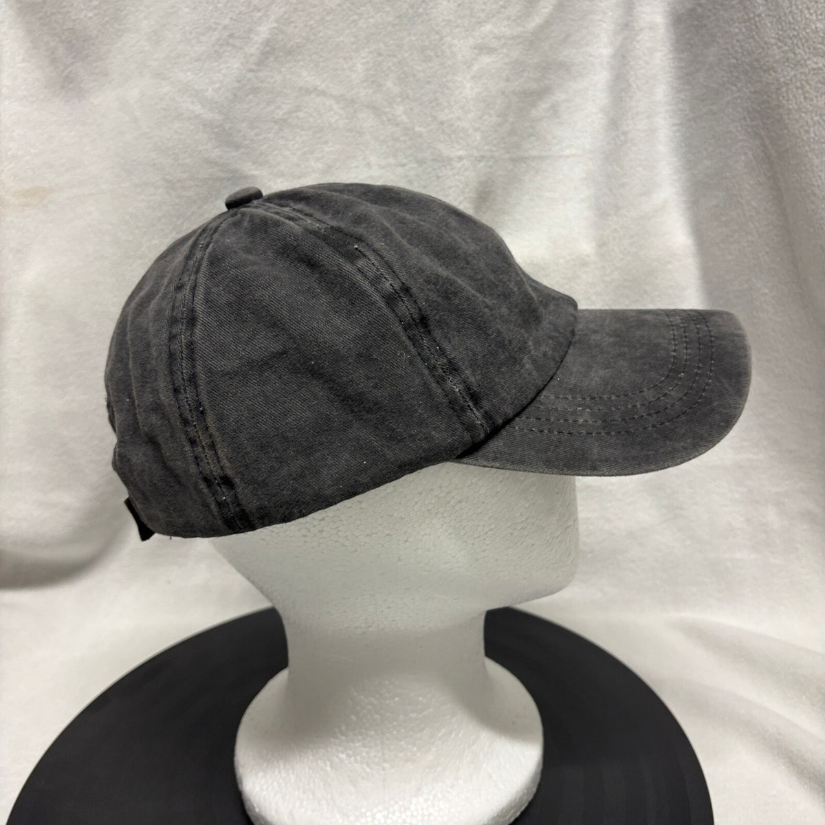 Washed Cotton Vintage Style Acid Wash Grey Black Blank Dad Hat Baseball Cap OSFA - Photo 3
