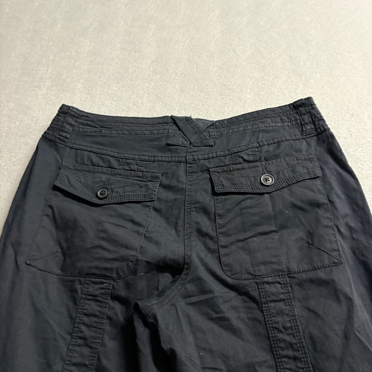 Style & Co Womens Cargo Pants Size 8 Black Capri Cropped Drawstring Hem Y2K