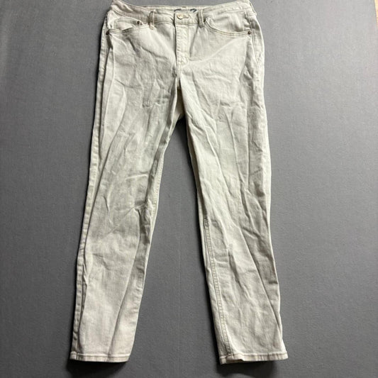 Seven7 Slim Straight Jeans Womens Size 12 Off White Beige Stretch Denim Pants
