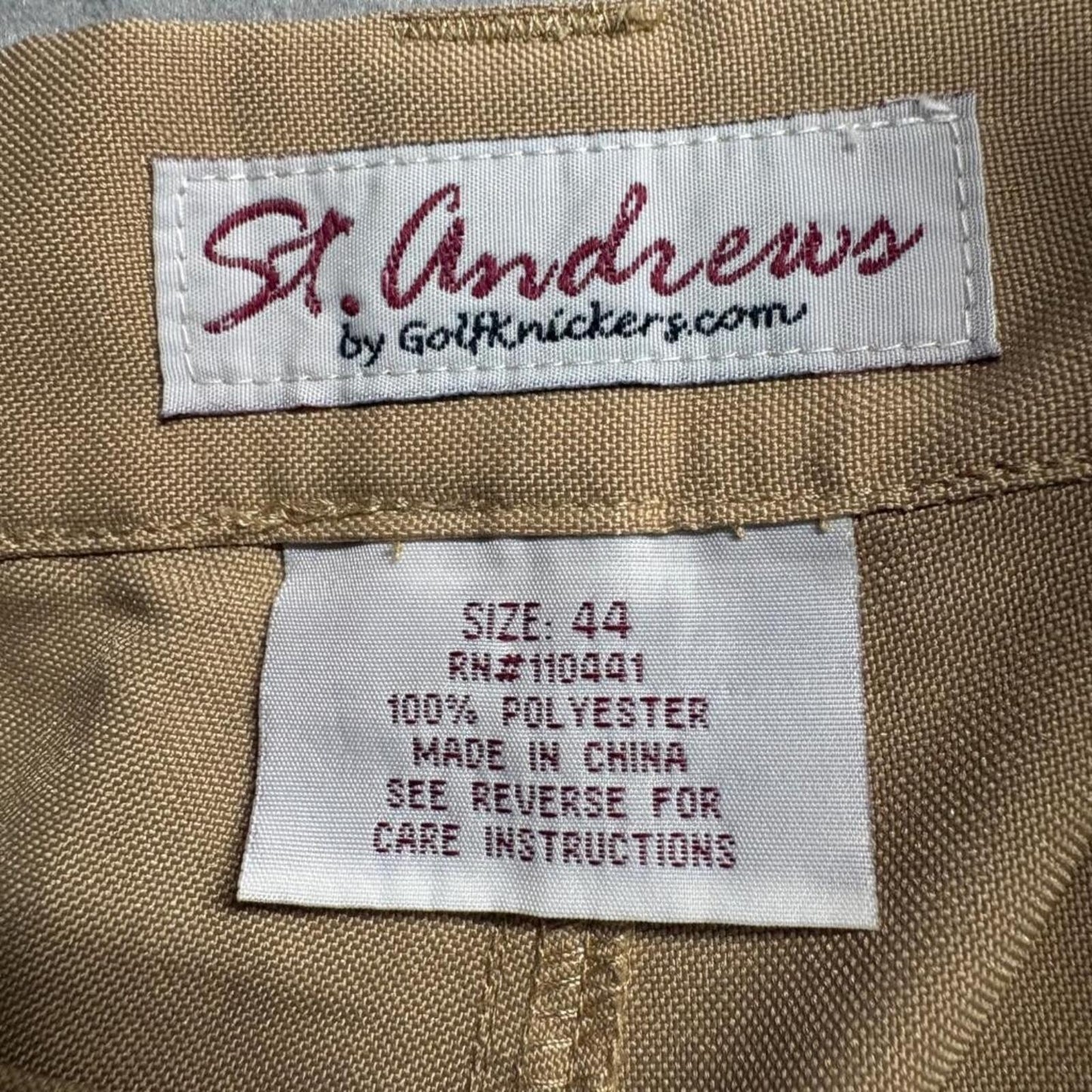 St Andrews Golf Knickers Womens Plus Size 44 Tan Khaki Polyester Golf Pants