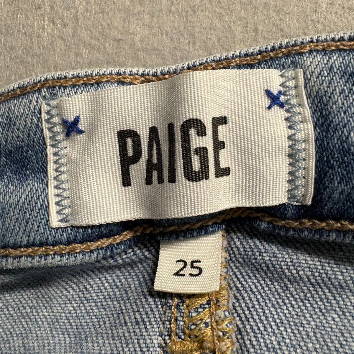 PAIGE Cindy High Rise Straight Leg Jeans Womens Size 25 Blue Denim Raw Hem