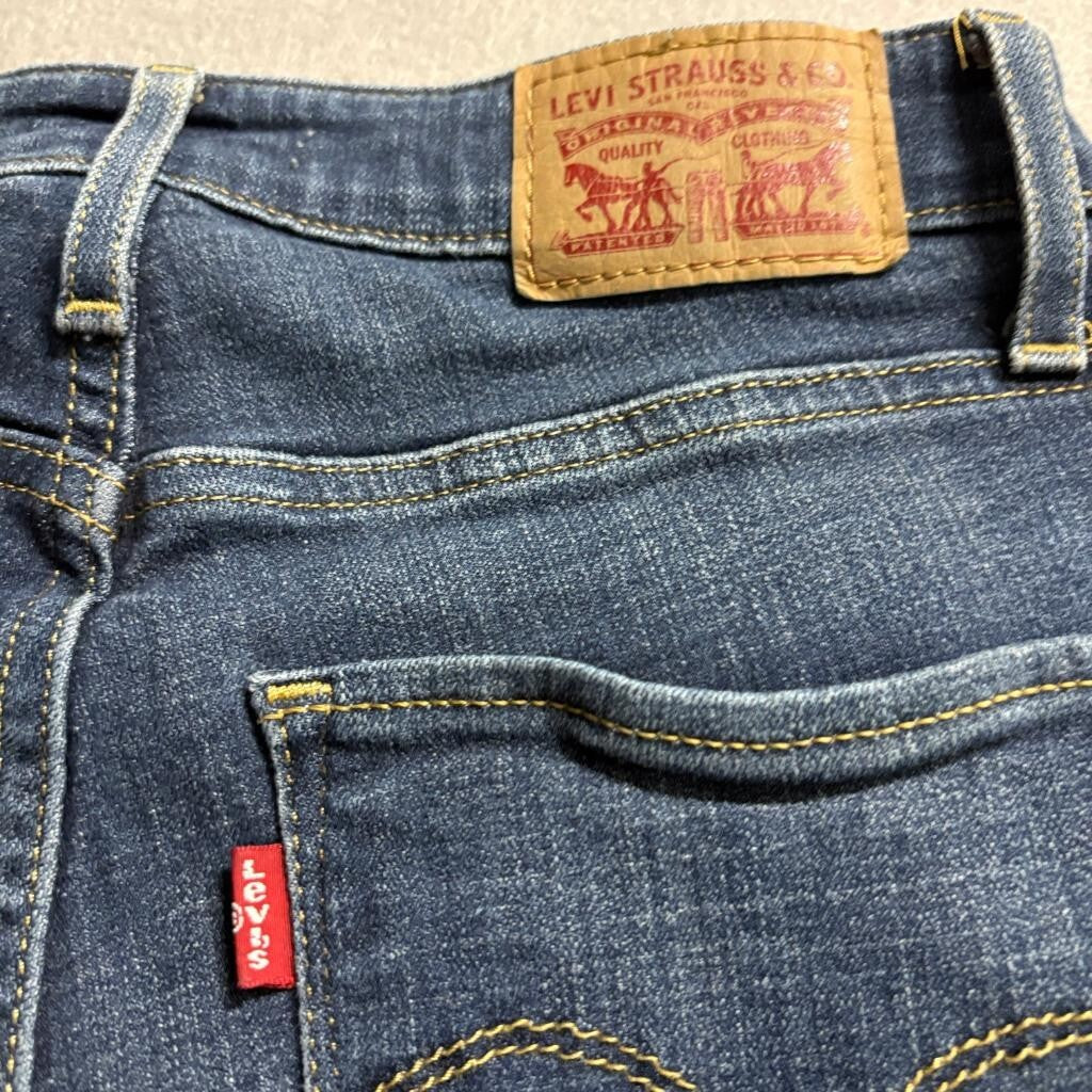 Levis 721 High Rise Skinny Jeans Womens 26 Blue Denim Raw Hem Cropped