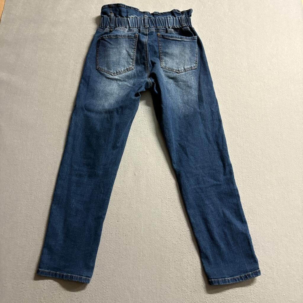 No Boundaries Paperbag Waist Jeans Womens Size 5 Blue Denim High Rise Stretch