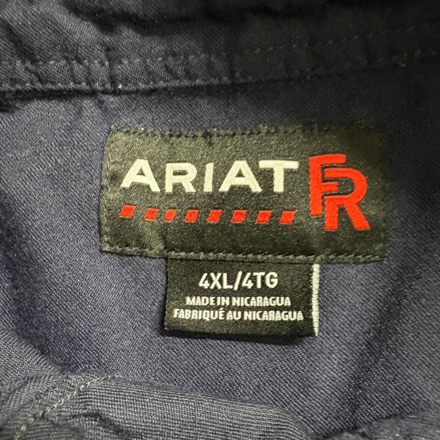 Ariat FR Work Shirt Mens 4XL Navy Blue Flame Resistant Long Sleeve Button Up