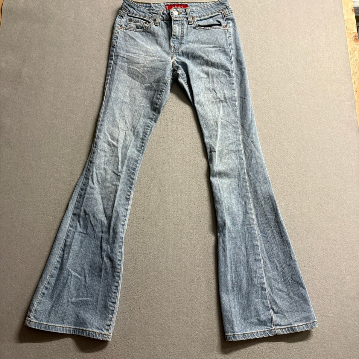 Levis 519 Low Flare Jeans Juniors Size 3 L Blue Denim Low Stretch Y2K