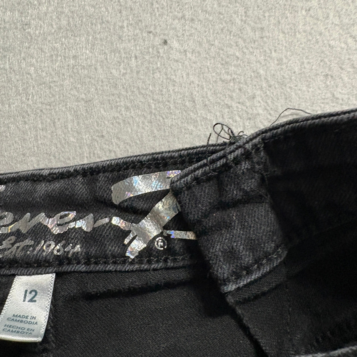 Seven7 Slim Flare Jeans Womens Size 12 Black Denim Stretch High Rise