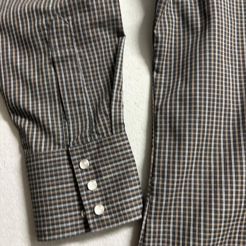 Ely Cattleman Western Shirt Mens Large Black Plaid Pearl Snap Long Sleeve Cotton